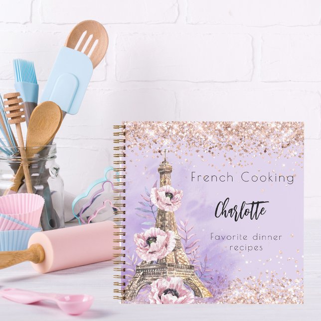 Livre de recettes cuisine française violet rose Pa (Créateur téléchargé)