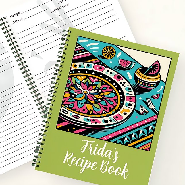 Livre de recettes de chaux vibrant de table mexica (Custom Mexican Table Vibrant Lime Recipe Book)