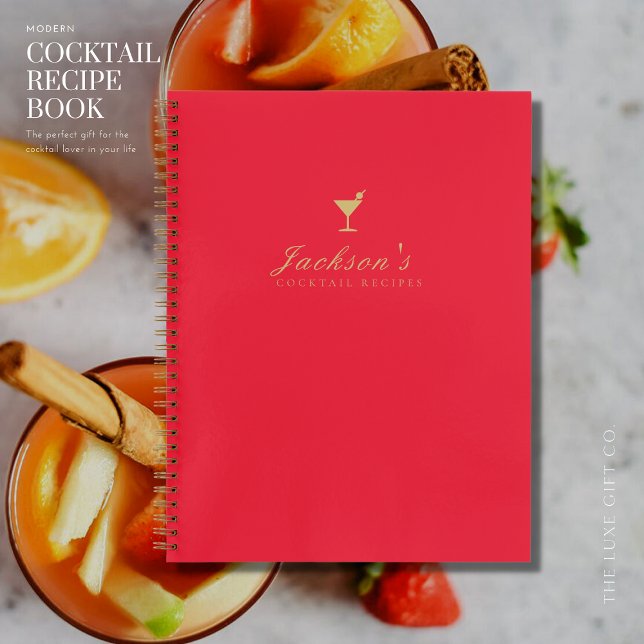 Livre de recettes de cocktails rouge et or moderne (Créateur téléchargé)