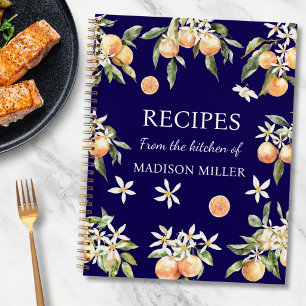 Livre de recettes de famille florale orange aquare