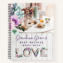 Livre de recettes de fleurs violettes rustiques po