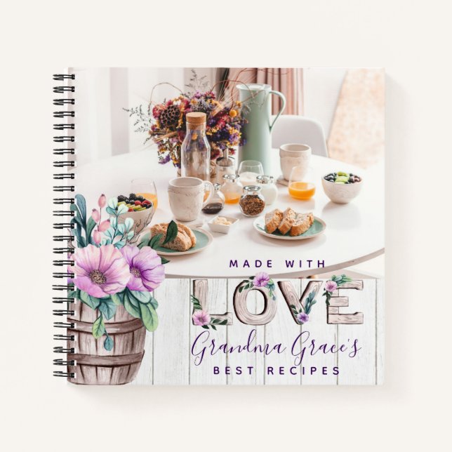 Livre de recettes de fleurs violettes rustiques po (Devant)