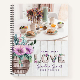 Livre de recettes de fleurs violettes rustiques po