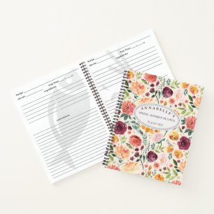 Livre de recettes de mariage floral Burgundy Papri