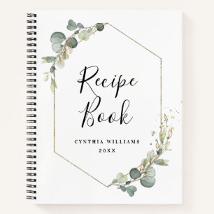 livre de recettes d'eucalyptus aquarelle