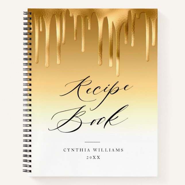 Livre de recettes élégant avec feuille d'or qui co (Devant)