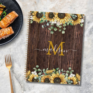 Livre de recettes en bois marron tournesol jaune M