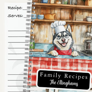 Livre de recettes en spirale Chef Chien Husky Sibé