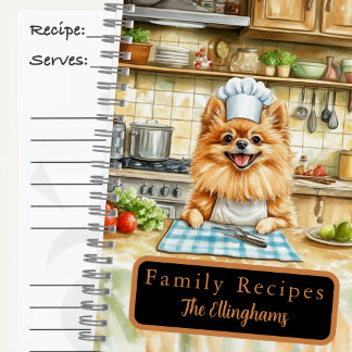 Livre de recettes en spirale du chef de chien Pome