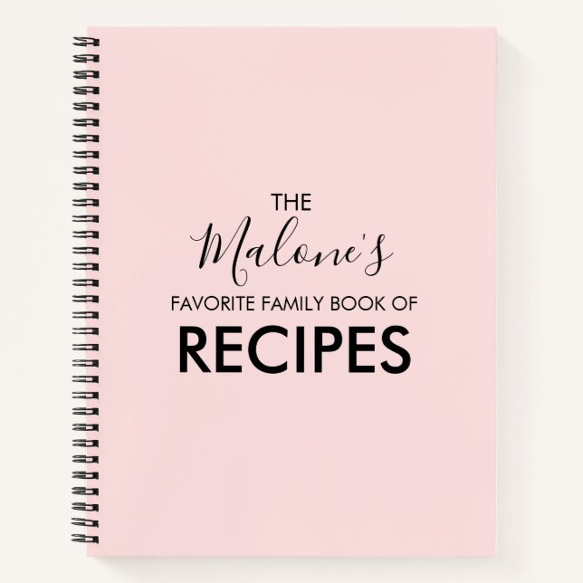 Livre de recettes favori rose pâle (Devant)