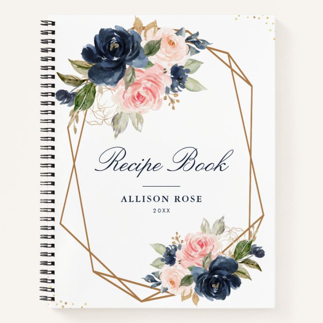 Livre de recettes Floral Navy & blush (Devant)