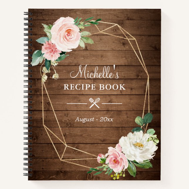Livre de recettes florales en bois rustique (Devant)