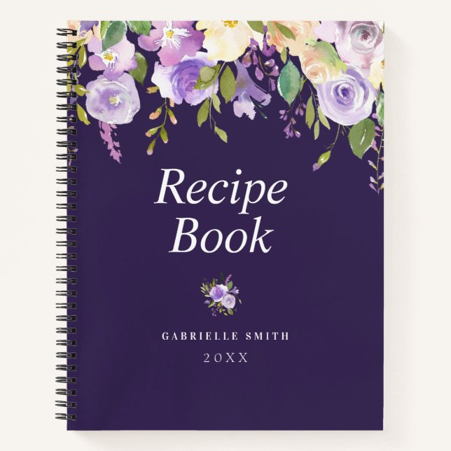 Livre de recettes florales pourpres moderne (Devant)