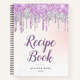 Livre de recettes moderne argent et paillettes vio
