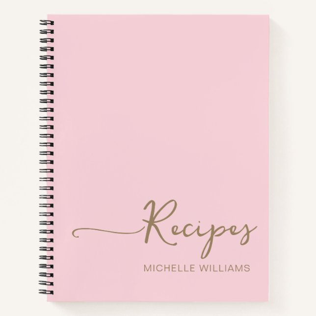 Livre de recettes moderne en or rose à monogramme (Devant)