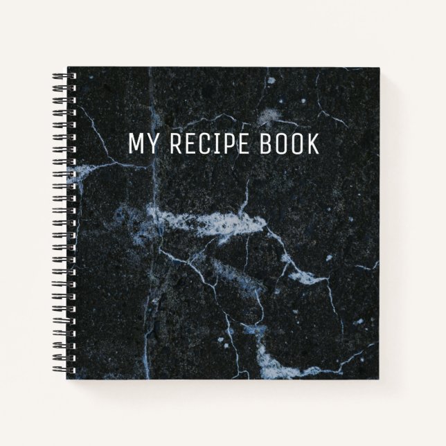 Livre de recettes Motif en marbre noir (Devant)