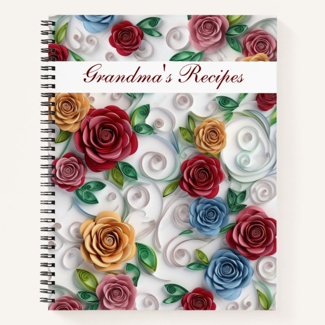 Livre de recettes Papier à recette de grand-mère L (Devant)