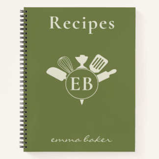 Livre de recettes personnalisé à monogramme de la