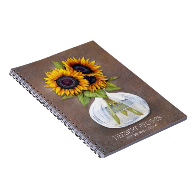 Livre de recettes personnalisé Fleurs de soleil ru (Côté Droit)