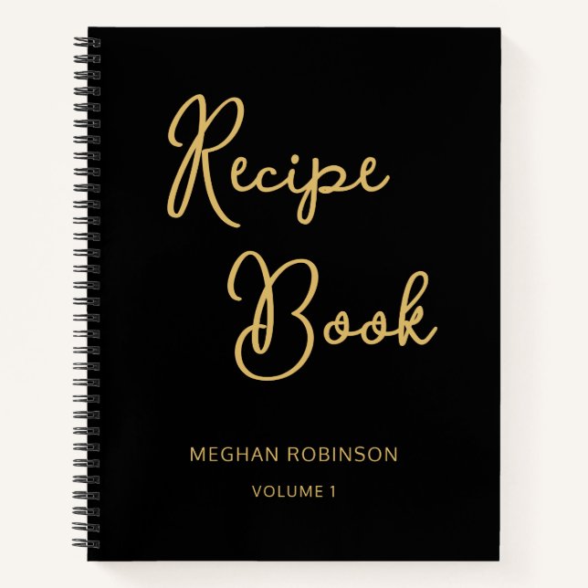Livre de Recettes Recette Monogramme Féminin Noir  (Devant)
