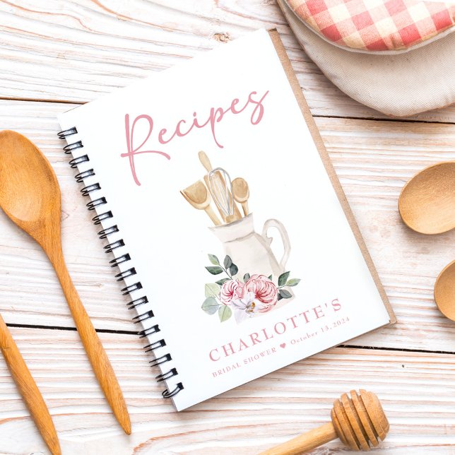 Livre de recettes rose blush personnalisé pour la  (Créateur téléchargé)