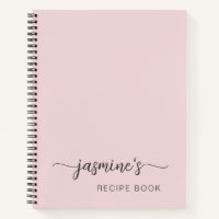 Livre de recettes rose pâle simple et féminin sign