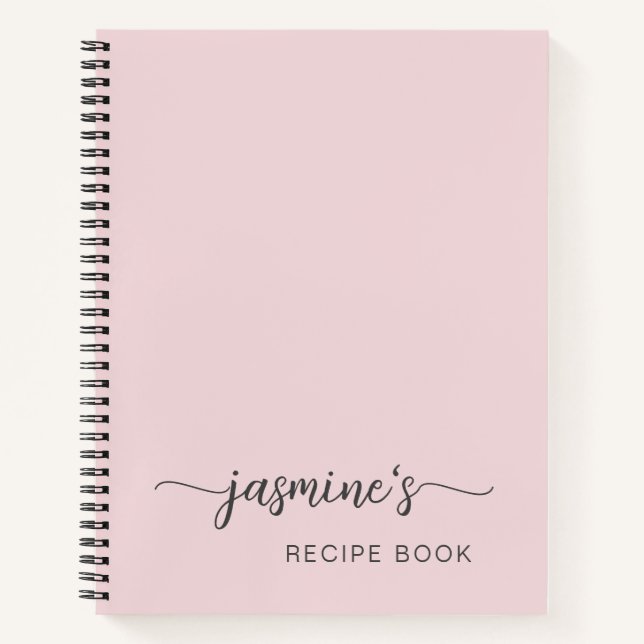 Livre de Recettes Rose Pâle Simple Féminin Signatu (Devant)
