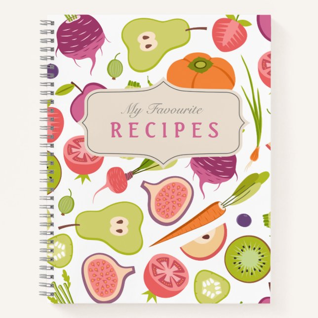 Livre de recettes vierge avec fruits et légumes (Devant)