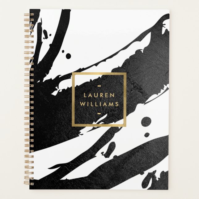 Livre de rendez-vous Abstrait Black Ink Brushstrok (Devant)