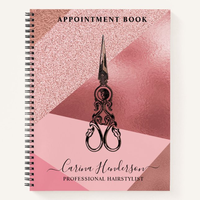 Livre de rendez-vous rose Gold Hair (Devant)