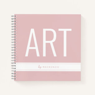 Livre d'esquisse de dessin rose avec nom