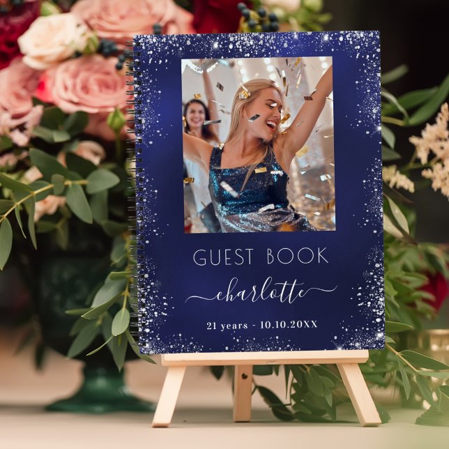Livre d'hôte anniversaire marine bleu argent photo (Créateur téléchargé)