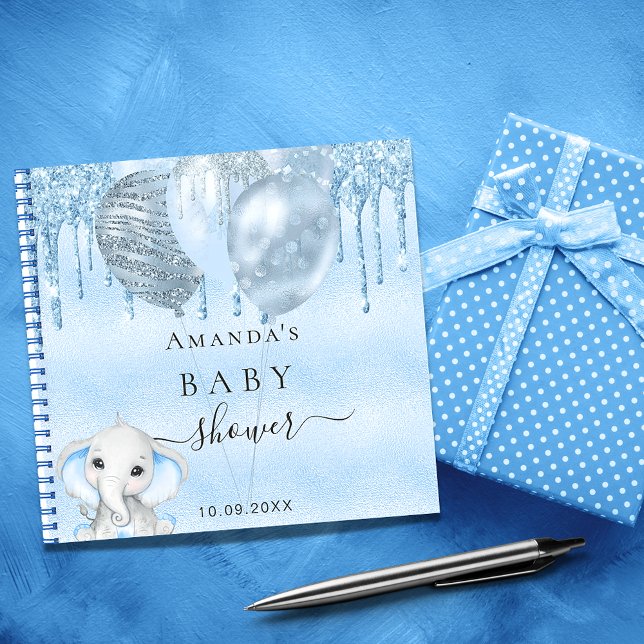 Livre d'hôte baby shower bleu parties scintillant  (Créateur téléchargé)