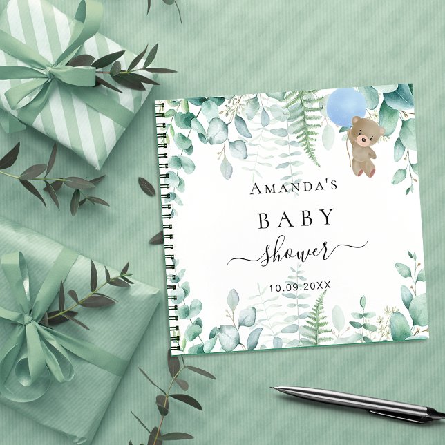 Livre d'hôte Baby shower bleu teddy forêt bois (Créateur téléchargé)