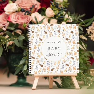 Livre d'hôte baby shower boisé animaux mignons