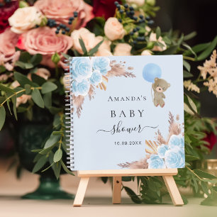Livre d'hôte Baby shower garçon en peluche pampas