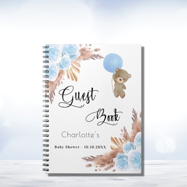 Livre d'hôte Baby shower garçon en peluche pampas  (Créateur téléchargé)