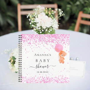 Livre d'hôte baby shower rose ours en peluche fill
