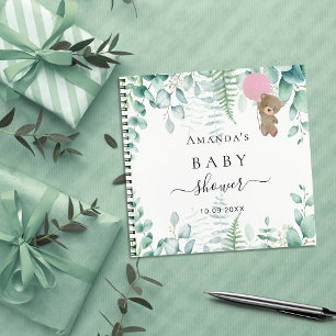 Livre d'hôte Baby shower rose teddy woodland fores