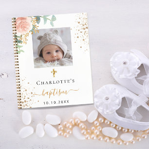 Livre d'hôte Baptême personnalisée photo rose flor