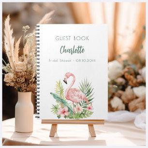 Livre d'hôte douche de mariée rose flamingo