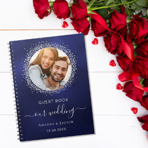 Livre d'hôte mariage marine bleu argent parties sc