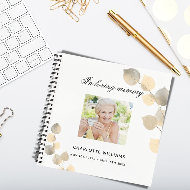 Livre d'hôte mémorial funéraire ecalyptus or (Créateur téléchargé)
