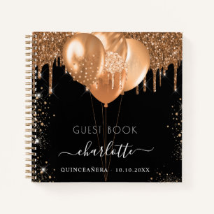 Livre d'hôte Quinceanera parties scintillant en or