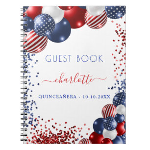 Livre d'hôte Quinceanera patriotique rouge blanc b