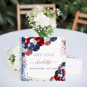 Livre d'hôte Quinceanera patriotique rouge blanc b