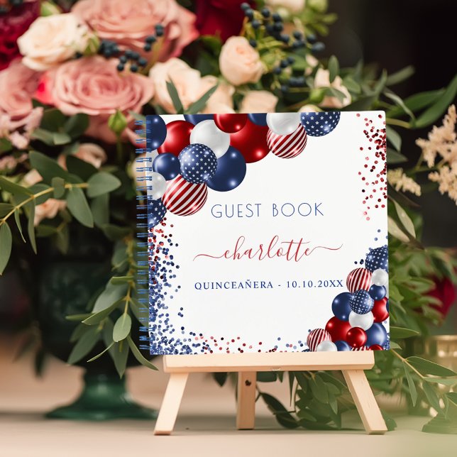 Livre d'hôte Quinceanera patriotique rouge blanc b (Créateur téléchargé)