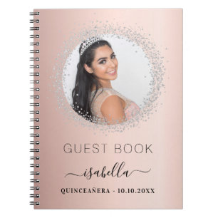 Livre d'hôte Quinceanera rose or argent photo