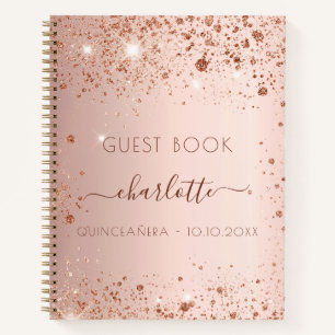 Livre d'hôte Quinceanera rose or blush
