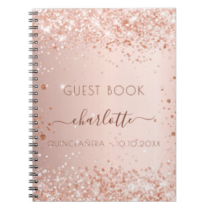 Livre d'hôte Quinceanera rose or rousse